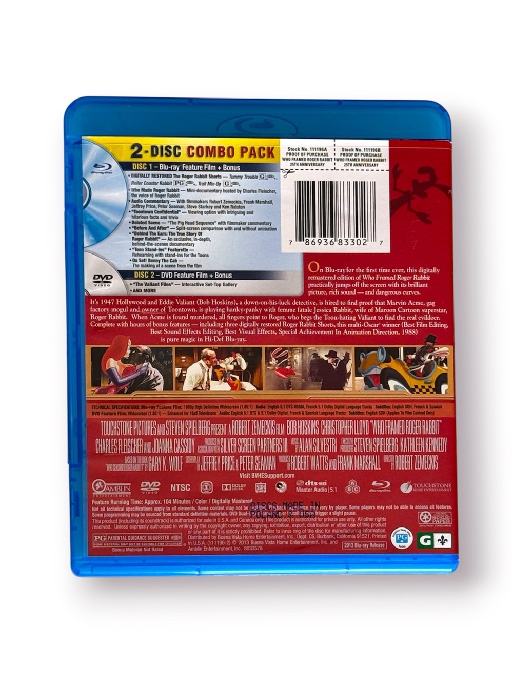 🛍️SALE🛍️Who Framed Roger Rabbit 25th Anniversary Blu-ray + DVD (2 Discs Combo) - Picture 2 of 5